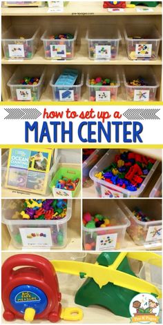 an organized classroom with lots of toys and materials to use in the math center for kids