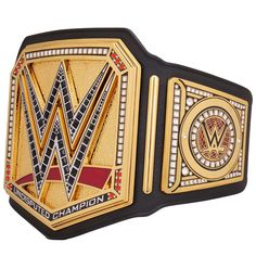 the wwe championship belt is shown in gold and black