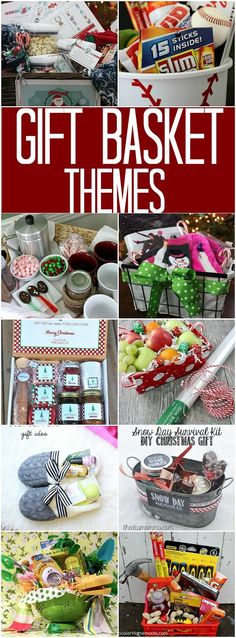 a collage of different pictures with the words gift basket themes