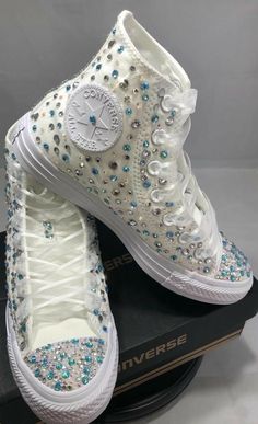 Bedazzled Converse, Pearl Sneakers, Sparkly Converse, Converse Wedding Shoes