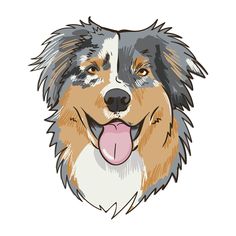 a drawing of a dog's face with its tongue out and his tongue hanging out