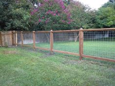 the fence is made of wood and wire