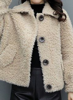 Pure Color Women Short Lamb Hair Loose Fur Coat Casual Design, Loose Hairstyles, Cheap Fashion, Coat Fashion, Pure Color, Apricot, Autumn Winter, Coats For Women