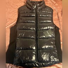 Nwt Dkny Puffer Shiny Vest Size M Pockets On The Sides With Zipper Too Big For Me Puffer Vest, Puffer, Jackets & Coats, Jackets For Women, Zipper, Women Shopping, Black, Color