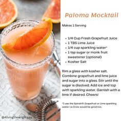 the recipe for palo mochati is shown with grapefruit and orange slices