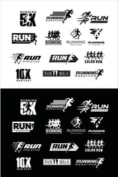 several different logos are shown in black and white