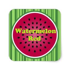 a watermelon square coaster with the words, watermelon red on it