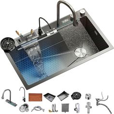 an image of a kitchen sink and accessories