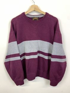 Used condition check dimensions before buying Pit to Pit: 24 Length: 22.5 Sleeve Length: 21 E389 Retro Purple Sweater For Winter, Vintage Grey Sweater, Vintage Purple Sweater For Winter, Vintage Gray Cotton Sweater, 90s Purple Winter Sweater, Black Friday Deals, Knit Sweater, Eddie Bauer, Vintage Sweaters