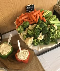 broccoli, cauliflower, carrots and celery with dip