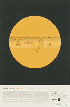 an orange circle with black and yellow lines in the middle, surrounded by music notes