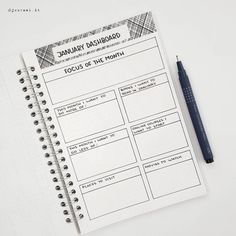 a planner with the text,'january mashboard focus of the month '