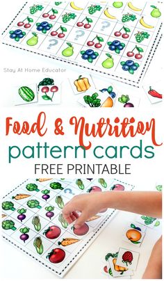 the printable food and nutrition pattern cards are perfect for kids to practice their counting skills