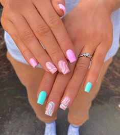 Nails Snow, Teen Nails, Square Nail Designs, Vibrant Nails, Simple Acrylic Nails