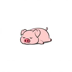 a pink pig laying down on the ground with its eyes closed and it's head resting