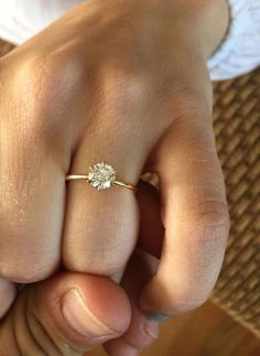 6 Prong Setting Center Diamond Engagement Ring - Bellezza Simple Single Diamond Engagement Ring, Sinple Engagement Rings, Simple Single Stone Engagement Rings, Engagement Ring Small Hands, Simple Timeless Engagement Rings, Simple Gold Wedding Rings, Minimalist Wedding Rings, Cartier Love Ring