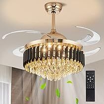 Black And Gold Ceiling Fan, Ceiling Fan For Living Room, Black And Gold Ceiling, Fan For Living Room, Gold Ceiling Fan, Brass Ceiling Fan, Fancy Bedroom, Crystal Ceiling Fan, Ceiling Fan Bedroom