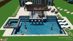 an artist's rendering of a pool with people in it