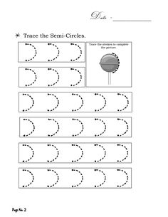 trace the semi circles worksheet