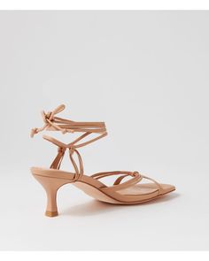 Goddess Nude Leather Sandals. These strappy leather heels are an essential for elegant events. Perfect for dinner dates and spring weddings, GODDESS by Midas has a square toe and self-tie straps for an on-trend silhouette. . Dinner Dates, Spring Weddings, Leather Heels, New Shoes, Leather Sandals, Dates, Weddings, Sandals, Square