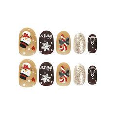 Christmas Press on Nails 24Pcs Short Oval Nails Glue On Fake Nails with Snowman Candy Cane Designs Features: -- False nails not hurt the hand and can use repeatedly, it can last about 1-2 weeks. -- Suitable for nail salons and DIY nail art at home. -- Easy to use. Firstly, trim and clean your natural nails, then select the right sizes of our nails and apply our nail glue on, then press on your nails for 10 seconds. Specification: Material: Plastic Color: Multi-color Applicable Gender: Female Sui Short Xmas Nails Snowman, Holiday Nails Snowmen, Nails With Snowman, Nails For 10, Almond Manicure, Short Oval Nails, Designed Nails, Christmas Press On Nails, Christmas Nail Stickers