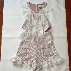 Romper For The Bride Made By Alexis. Never Been Worn. Size Xs. Fits Bigger. Long For Anyone That's Petite. Fitted Jumpsuits And Rompers With Lace Trim For Spring, Elegant Summer Jumpsuits And Rompers With Lace Trim, Summer Lace Fitted Jumpsuits And Rompers, Fitted Lace Jumpsuits And Rompers For Summer, Elegant Sleeveless Jumpsuits And Rompers With Lace Trim, Elegant Sleeveless Lace Trim Jumpsuits And Rompers, Elegant Sleeveless Lace Trim Jumpsuits, White Fitted Short Sleeve Jumpsuits And Rompers, White Fitted Short Sleeve Jumpsuit