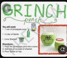 an advertisement for green punch with instructions on how to make it and what to use it