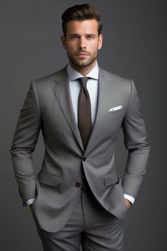 Two Piece Suit Mens, Green Suit Men, Stylish Mens Suits, Man Suits, Grey Two Piece, Mens Smart Casual Outfits, Suits Men Business, Classy Suits, Stylish Man