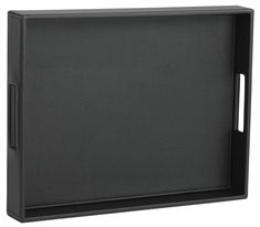 an empty black tray on a white background