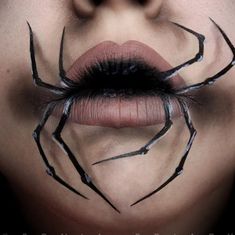 Spider Lips Makeup, Spider Makeup, Creative Halloween Makeup, Halloween Makeup Pretty