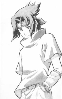 a drawing of an anime character in black and white