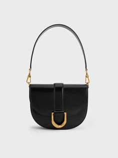 Gabine Saddle Bag, Leather Saddle Bags, Faux Leather Bag, Leather Finish, Charles Keith, Black Shoulder Bag, Saddle Bag, Black Bag, Smooth Texture