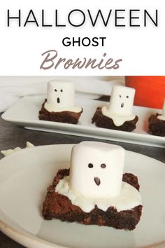 halloween ghost brownies with marshmallows on top