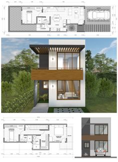 two story house plans with an open floor plan and three levels to the second level