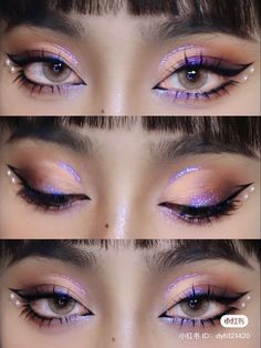 Mekap Mata, New Year's Makeup, Cute Eye Makeup, Rave Makeup, Inspiration Tattoos, Purple Makeup, Smink Inspiration, Ethereal Makeup, Eye Makeup Designs