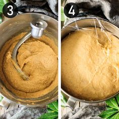 two pictures showing how to make pumpkin bread