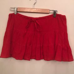 Cute Three Tier Cotton Ruffle Skirt. Almost Brand New Casual Red Skirt With Ruffles, Casual Red Ruffled Skirt, Casual Red Skirt For Vacation, Red Skort For Summer Day Out, Casual Red Mini Skirt, Red Summer Day Out Skort, Red Mini Length Bottoms For Vacation, Red Mini Length Vacation Bottoms, Red Tiered Mini Skirt For Summer