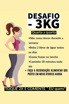 a poster with the words desafio 3kg written in spanish and english