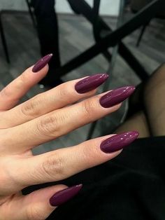 #fallnails #fall #nailsofinstagram #nailstagram Dark Nail Acrylic, Dark Purple Manicure Ideas, Rich Purple Nails, Deep Purple Nail Art, Dark Tone Nails, Plum Almond Nails, Dark Nails Purple, Classy Fun Nails, Short Almond Acrylic Nails Winter