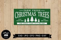 farm fresh christmas trees sign on wood background