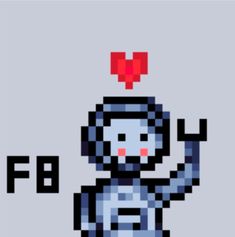 an old pixel art style character with a red heart above his head and the word fo on it