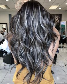 Brown Hair With Silver Highlights, Grey Brown Hair, Types Of Hair Extensions, Bronde Hair, Black Hair With Highlights, Dark Hair With Highlights, Silver Hair Color, Silver Blonde, Gray Hair Highlights