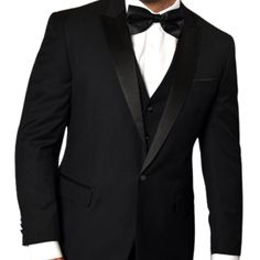 SEmbrace sophistication with the Earl Elegance 3PC Tailored Fit Tuxedo in classic black. This tuxedo is the epitome of formal excellence, featuring a sharp peak lapel and meticulously tailored flat-front pants. The fine 100% wool fabric provides a smooth drape and a soft touch, ensuring you look impeccable at any upscale event. The black colorway offers unparalleled versatility and timeless appeal, making it a fundamental piece in the wardrobe of the discerning gentleman. Style: 3-piece tailored Tuxedo Colors, Flat Front Pants, Front Design, Wool Fabric, Black Shorts, Dress Codes, Custom Fit, Classic Black, Comfort Fit