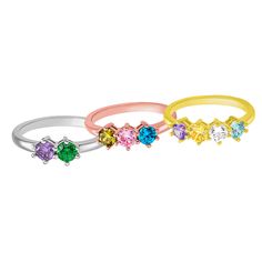 Elegant Ring - Creates a bold fashion statement with shimmering multi-colored round stones. They are high quality, dainty, and very pretty, which are the perfect delicate ring for everyday wear. Gift for Mom - The classic 6- claw birthstone ring for ladies and moms. A special custom piece that represents you, your family members, and your loved ones. Multicolor Round Birthstone Rings, Multicolor Prong Set Round Birthstone Ring, Cubic Zirconia Birthstone Ring With Round Stone, Round Birthstone Ring With Accent Stones, Multicolor Prong Set Birthstone Ring, Multicolor Birthstone Ring For Promise, Multicolor Birthstone Ring With Prong Setting As Gift, Multicolor Birthstone Ring With Center Stone As Gift, Multicolor Gemstone Stackable Rings