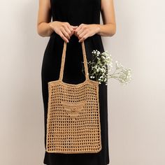 The Raffia shoulder bag is made of high-quality natural raffia and will become your perfect accessory for warm summer days.  Bag characteristics: Height: 35 cm/14 in width: 30 cm/12 in depth: 9 cm/3,5 in Long handles on the shoulder: 56 cm/22 in Raffia is an environmentally friendly raw material. This is 100% natural cellulose for the production of which fibers of palm leaves are used.   *Raffia is strong and elastic, it holds its shape and volume well, so products made of it can be folded and b Crochet Market, Crochet Market Bag, Bag Summer, Summer Bag, Steam Iron, Raffia Bag, Market Bag, Raw Material, Perfect Bag