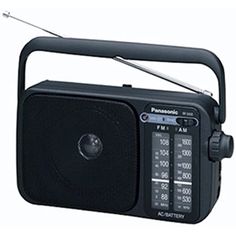 the radio is black and has an antenna on it