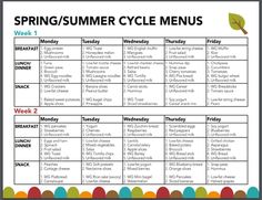 the spring / summer cycle menu