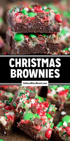 christmas brownies stacked on top of each other