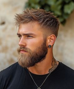 Caesar Cut with Edgy Spiky Texture Spiky Haircut Men, Popular Hairstyles For Men, Spiky Haircut, Groomed Beard, Gentleman Haircut, Older Men Haircuts, Short Hair With Beard, Baby Haircut, Short Spiky Haircuts