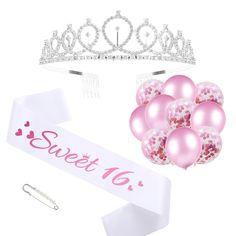 PRICES MAY VARY. 🔰【Light Pink Theme Birthday Party】– Exactly what you needed for 16th birthday party supplies! Light pink theme birthday decorations for girls, makes a special and memorable party. 🔰【Birthday Sash and Tiara Kit】– You wil be the queen of the party with this elegant birthday sash and rhinestone crown, Dress up and enjoy being the center of attention on your birthday party. 🔰【Birthday Gift Ideas】 - Perfect perfect ideas gift for girl sweet 16. surprise your beloved girl, you will 16th Birthday Gift Ideas, Sweet 16 Sash, Birthday Sash, Silver Tiara, White Birthday, Rhinestone Tiara, Tiara Crown, Pink Letter, Ideas Party